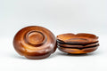 Tezumi — Japanese Chataku - Set of 4 Flower Petal-Shaped Wooden Tea Saucers — front view from another angle