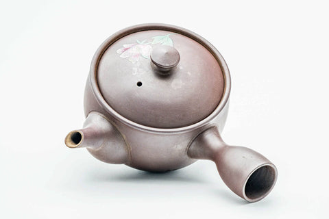 Japanese Kyusu - Floral Painted Purple Clay Mesh Filter Teapot - 230ml