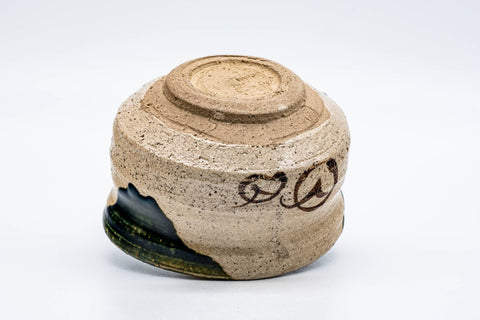 Japanese Matcha Bowl - 松本鐵山 Matsumoto Tetsuzan - Crazed Green Glazed Ao-Oribe Chawan - 350ml