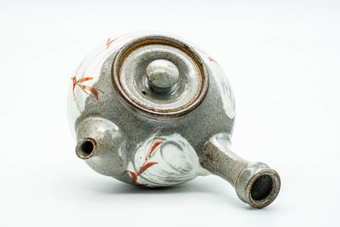 Japanese Tea Set - Grey White Hakeme Brush Glazed Kyusu Teapot with 5 Yunomi Teacups