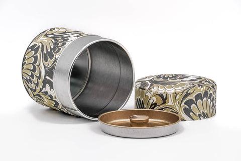 Black Gold Marbled Florentine Paper Tea Canister - 100g