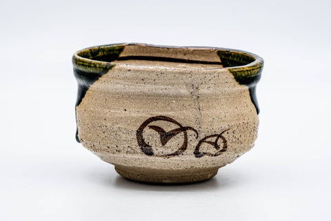 Japanese Matcha Bowl - 松本鐵山 Matsumoto Tetsuzan - Crazed Green Glazed Ao-Oribe Chawan - 350ml