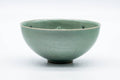 Tezumi — Japanese Matcha Bowl - Green Celadon Glazed Floral Egret Chawan - 150ml — three-quarter view