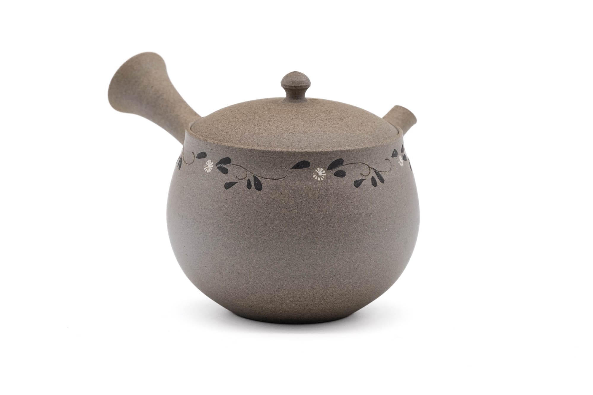 Japanese Kyusu - 都築豊 Tsuzuki Yutaka - Floral Yakishime Tokoname-yaki Teapot - 320ml