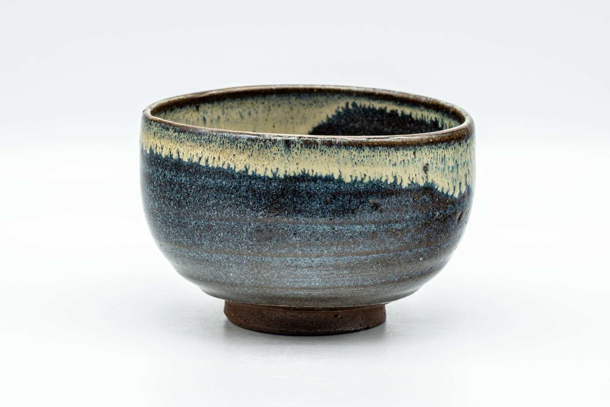 Japanese Matcha Bowl - Black Beige Drip-Glazed Wabi-Sabi Chawan - 300ml - Tezumi