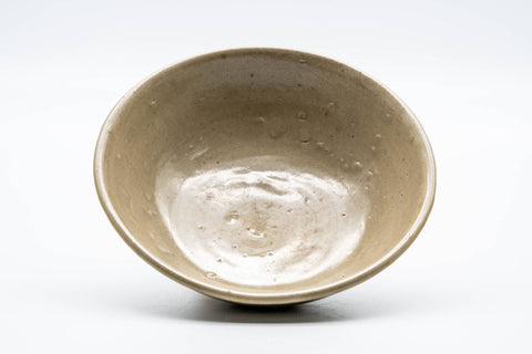 Tezumi — Japanese Matcha Bowl - Textured Beige Summer Chawan - 150ml — three-quarter view