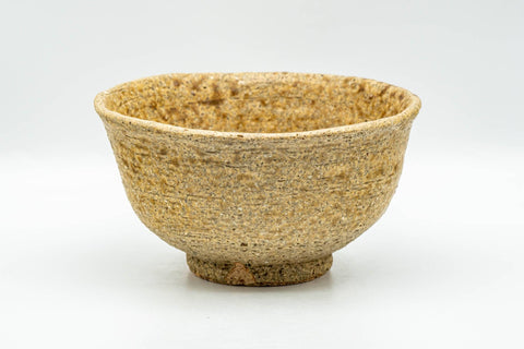 Japanese Matcha Bowl - Earthy Textured Hatazori-gata Chawan - 300ml - side view of the flared bowl