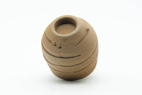 Tezumi — Japanese Teacup - Carved Spiraling Stoneware Yunomi - 120ml — top-down view of the interior
