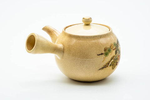 Japanese Kyusu - Beige Weathered Kutani-yaki Ceramic Teapot - 300ml
