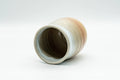 Japanese Teacup - Beige, Peach, and White Hagi-yaki Yunomi - 180ml - high-angle view showing the flared lip and interior