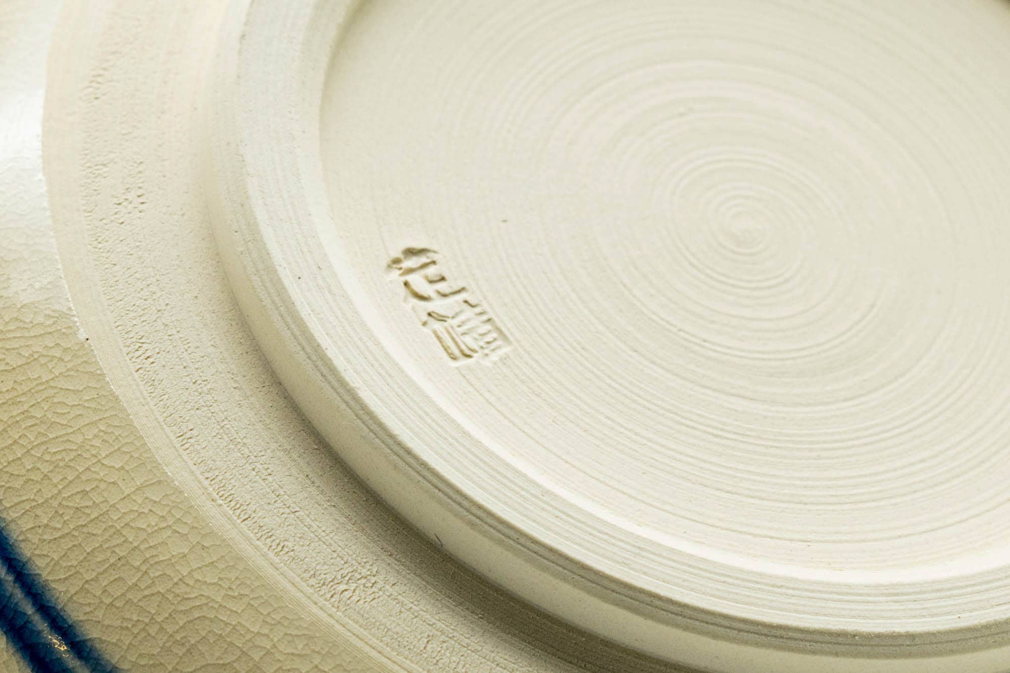 Japanese Kensui - Beige Blue Dragonflies Kyo-yaki Water Bowl - 400ml