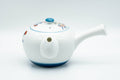 Japanese Tea Set - Floral Arita-yaki Debeso Kyusu Teapot with 5 Yunomi Teacups - teapot showing the side handle