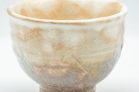 Japanese Teacup - Beige Earthy Gohonte Hagi-yaki Yunomi - 150ml - three-quarter view