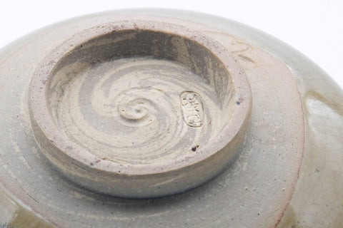 Japanese Matcha Bowl - Abstract Blue Beige Glazed Chawan - 500ml