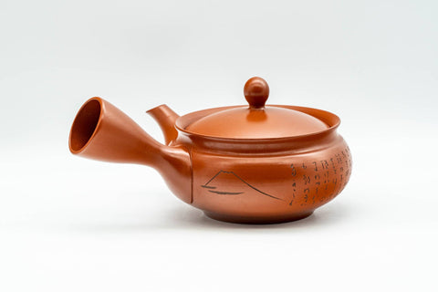 Tezumi — Japanese Kyusu - Collared Kanji Tokoname-yaki Debeso Teapot - 230ml — top-down view of the lid