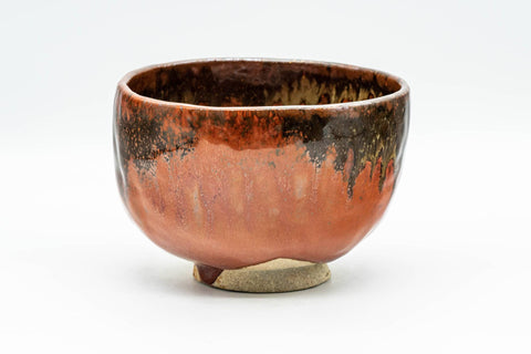 Japanese Matcha Bowl - 久 Red Yellow Drip-Glazed Chawan - 350ml