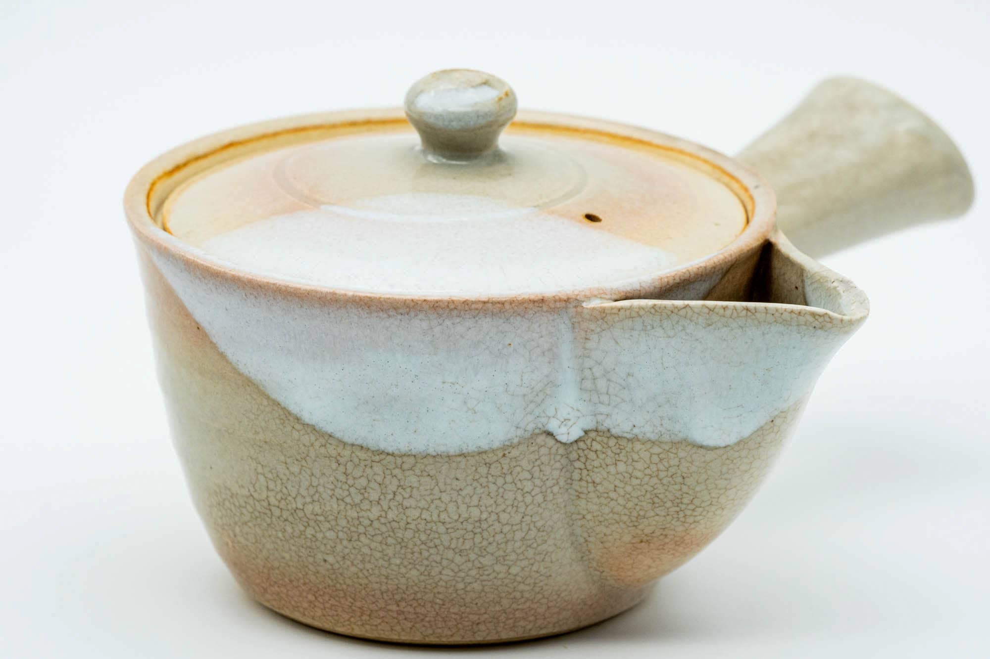 Japanese Kyusu - Beige White Glazed Hagi-yaki Do-ake Teapot - 220ml