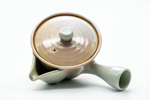 Japanese Kyusu - Beige White Glazed Hagi-yaki Ceramic Filter Teapot - 220ml