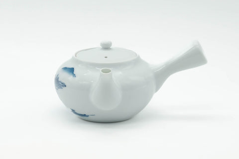 Japanese Kyusu - Blue Mountainous White Porcelain Arita-yaki Teapot - 265ml
