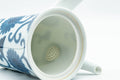 Tezumi — Japanese Kyusu - Blue Floral Arita-yaki Porcelain Debeso Teapot - 300ml — side profile showing the spout and handle