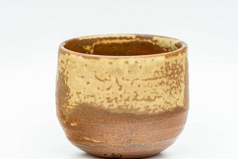 Tezumi — Japanese Teacup - Small Brown Ash-Glazed Guinomi - 50ml — tipped to show the interior