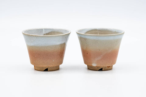 Japanese Teacups - Pair of Drip-Glazed Hagi-yaki Yunomi - 130ml