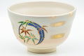 Japanese Matcha Bowl - Beige Gold Bamboo Floral Kyo-yaki Chawan - 350ml - Tezumi