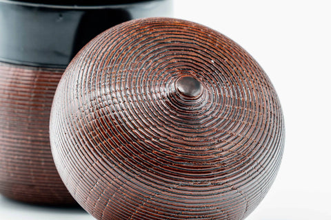 Japanese Usuchaki - Gourd Textured Wood Urushi Lacquer Matcha Tea Caddy - 90ml