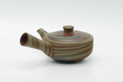 Japanese Kyusu - 白山 Hakusan - Yellow Green Red Nerikomi Tokoname Teapot - 165ml