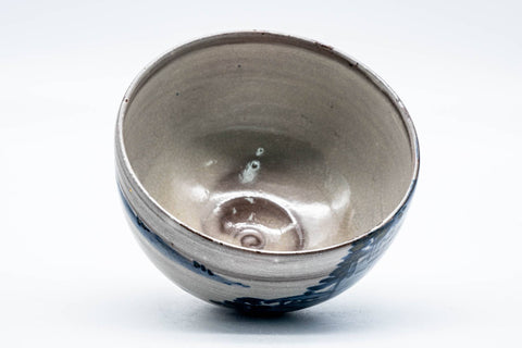 Japanese Matcha Bowl - Blue Hakeme Mountainous Village Kiyomizu-yaki Chawan - 300ml