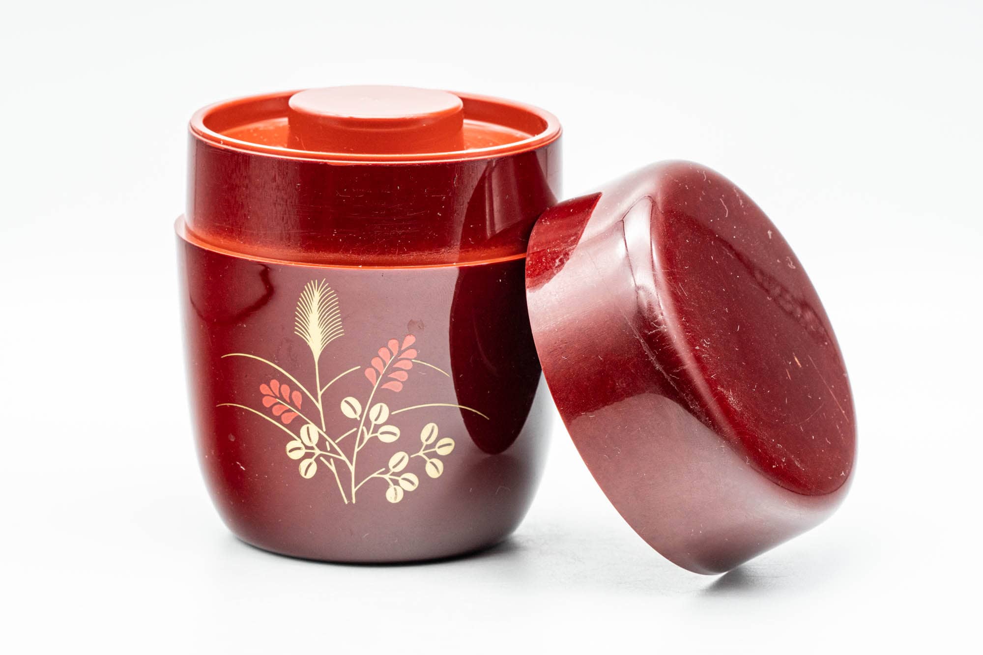 Japanese Chazutsu - Red Floral Tea Plastic Canister - 250ml - Tezumi