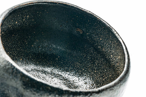 Japanese Matcha Bowl - Black Raku Kuroraku Hantsusu-gata Chawan - 300ml
