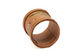 The ring tilted to show its open cylindrical form from above.