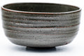 Tezumi — Japanese Matcha Bowl - Dark Green Spiraling Wabi-Sabi Chawan - 300ml — tipped to show the interior