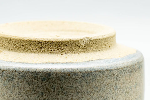 Japanese Teacup - Beige Yellow Drip-Glazed Yunomi - close-up of the textured body