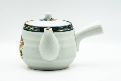 Japanese Kyusu - Chrysanthemum Floral Kutani-yaki Debeso Teapot - 400ml