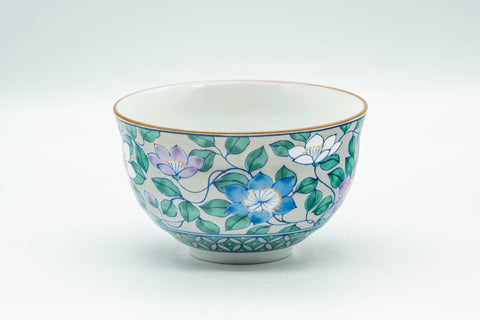 Japanese Teacup - Blue and Purple Flowers Arita-yaki Yunomi - 150ml