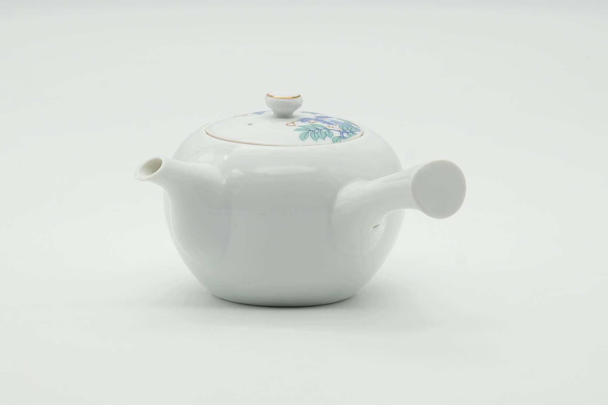 Japanese Kyusu - Floral White Porcelain Arita-yaki Teapot - 250ml