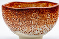 Tezumi — Japanese Matcha Bowl - 加富山窯 Toyama Kiln - Orange Shino Glazed Mino-yaki Chawan - 250ml — inverted showing the foot ring