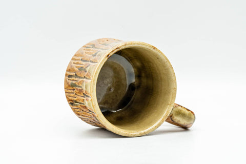 Japanese Teacup - Orange Green Drip-Glazed Ushirode Yunomi - 70ml