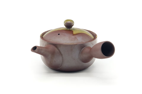 Tezumi — Japanese Kyusu - Ash Glazed Banko Mesh Teapot - 220ml — three-quarter view from the opposite side