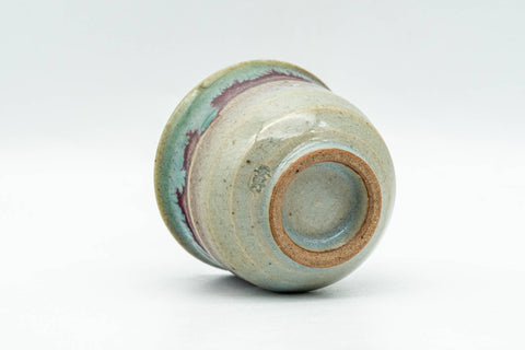 Japanese Teacup - Green Purple Drip-Glazed Guinomi - 35ml