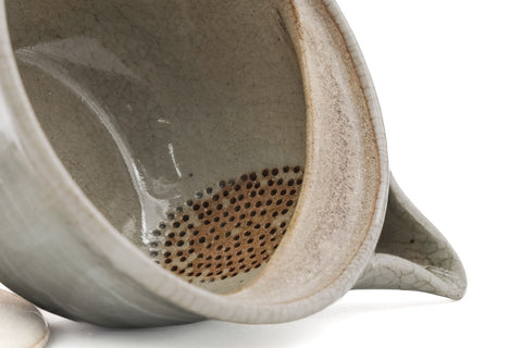 Japanese Houhin - 朝日焼 Asahi-yaki - Beige Hakeme Handleless Teapot - 100ml