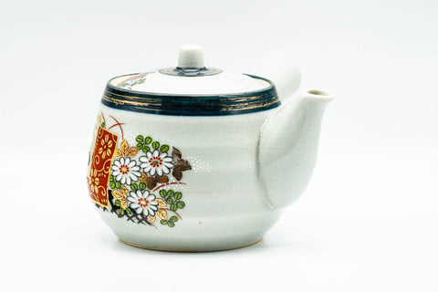 Japanese Kyusu - Chrysanthemum Floral Kutani-yaki Debeso Teapot - 400ml