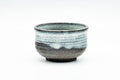 Japanese Teacup - Grey Milky White Drip-Glazed Guinomi - 50ml - front view showing the milky white drip glaze