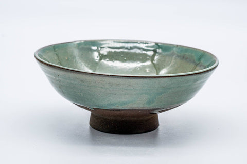 Japanese Matcha Bowl - Green Drip-Glazed Hira-gata Chawan - 200ml