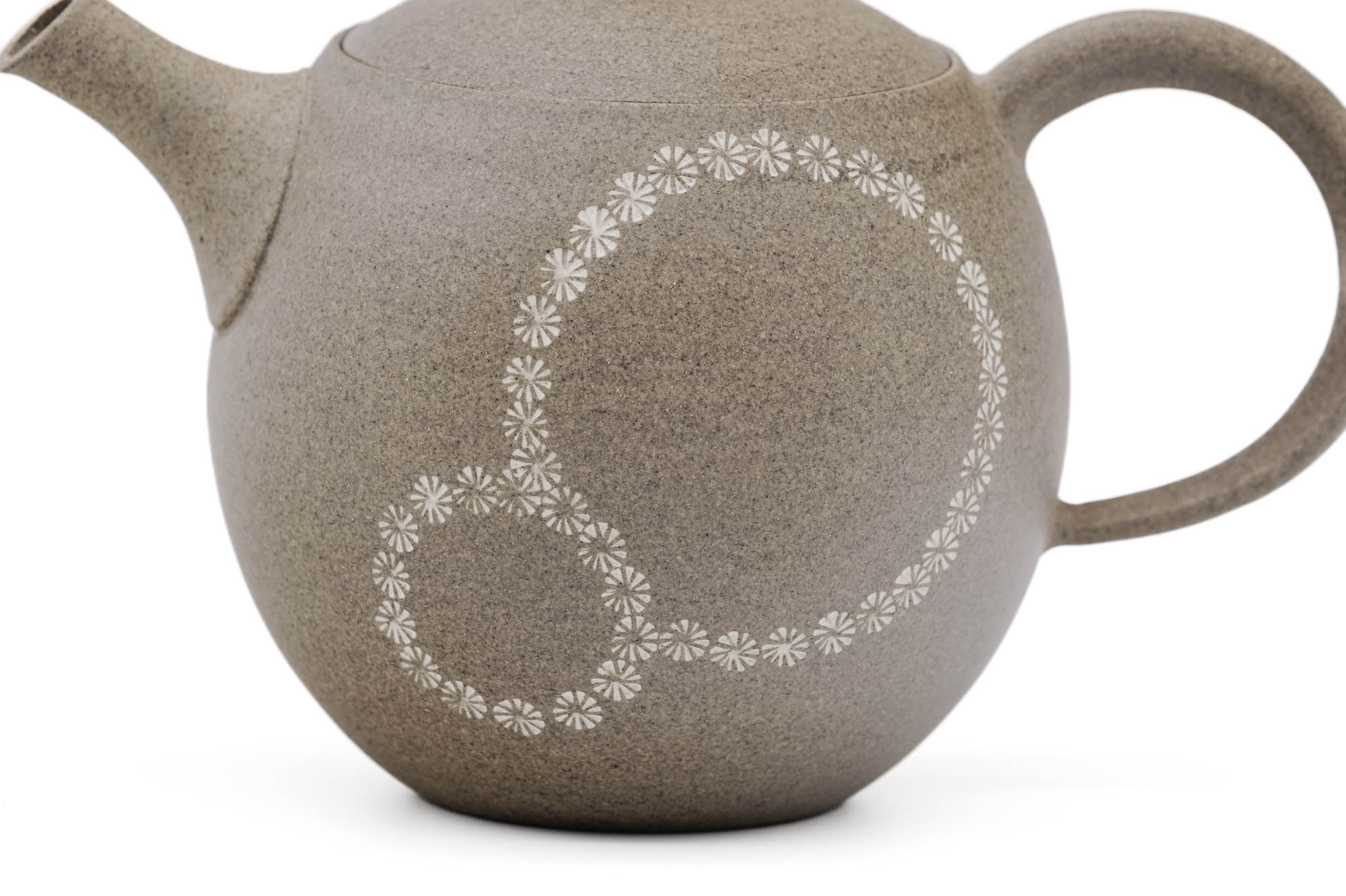 Japanese Kyusu - 都築豊 Tsuzuki Yutaka - Circular Floral Tokoname-yaki Rear-Handled Teapot - 200ml