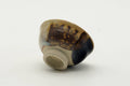 Tezumi — Japanese Teacup - Beige Brown Drip-Glazed Guinomi with Kiribako - 20ml — tipped to show the interior