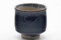 Tezumi — Japanese Teacup - Jet Black Hare's Fur Glazed Yunomi - 200ml — tipped to show the interior