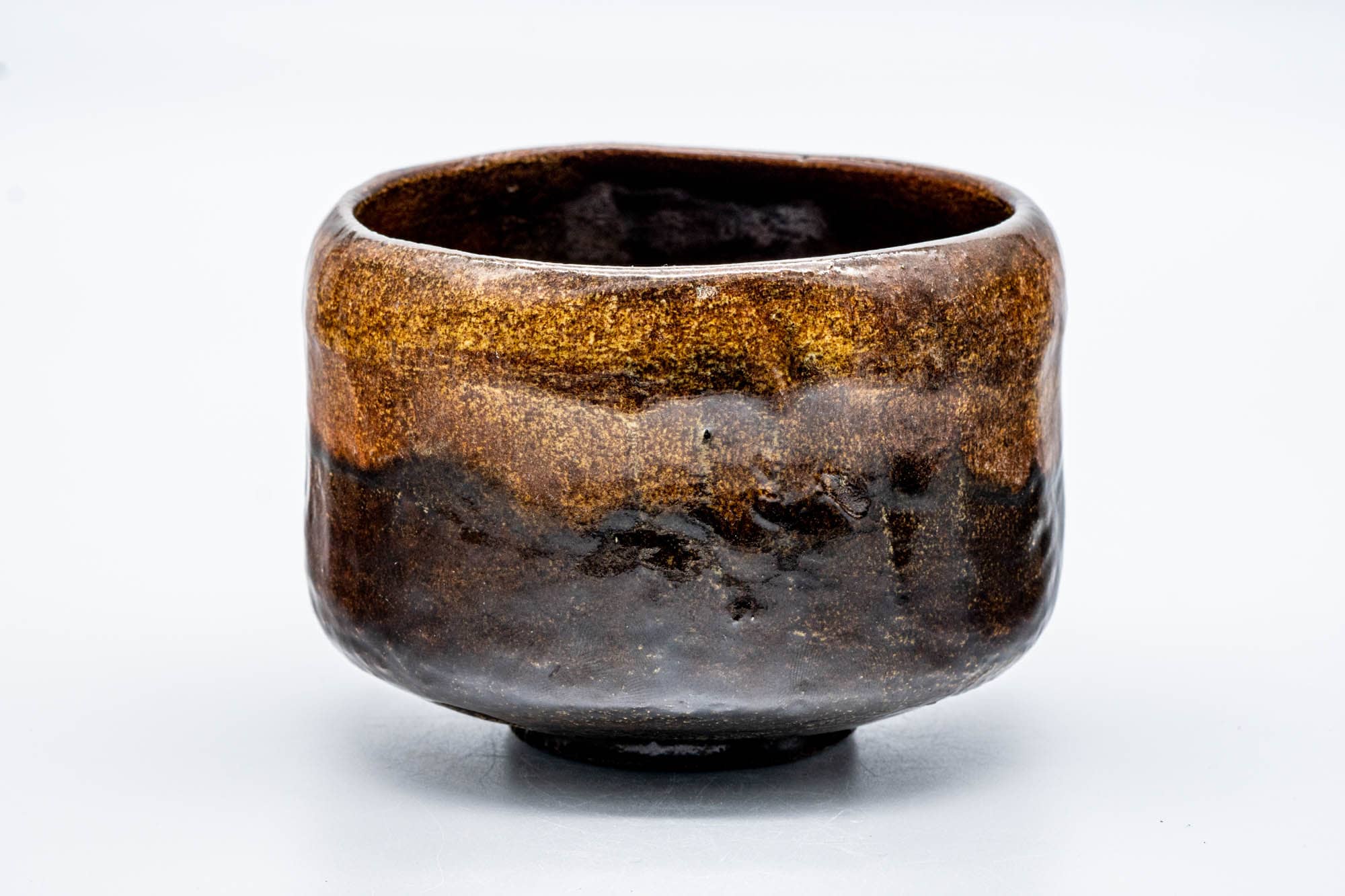 Japanese Matcha Bowl - 手 Black Amber Glazed Raku-yaki Chawan - 300ml